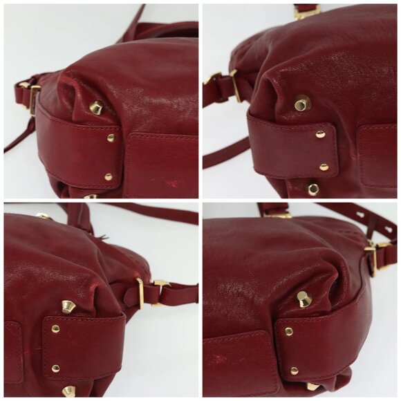 Chloe Angie Hand Bag Leather 2way Red Gold Auth BA2421 - Picture 14 of 16